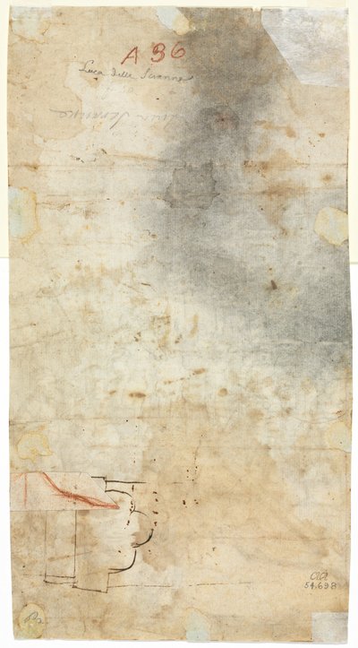 Arkitektonisk skiss (verso) av Unknown artist
