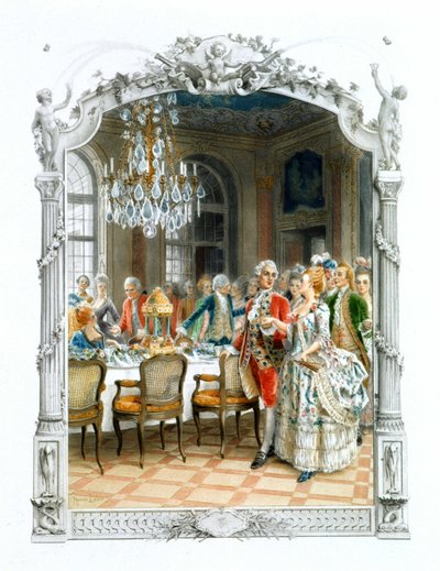 Aristokrater vid bordet på 1600-talet - i "En kvinna av kvalitet under det senaste århundradet"" av Unknown artist