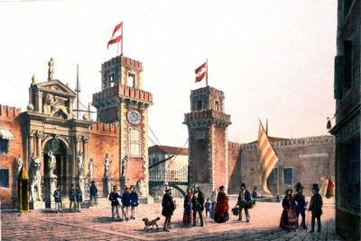 Arsenal av Venedig på 1800-talet. av Unknown artist