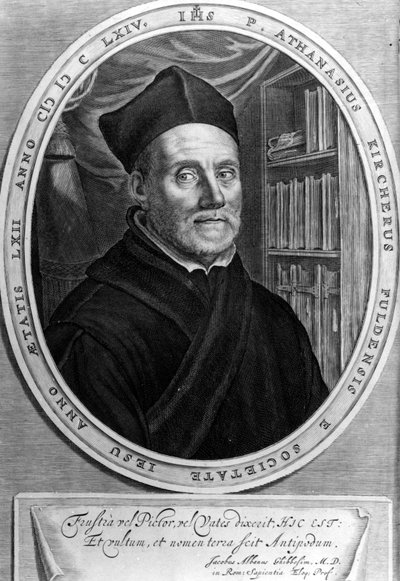 Athanasius Kircher (1601 - 1680), jesvit, orientalist och tysk forskare - Gravyr sd 1700-talet av Unknown artist