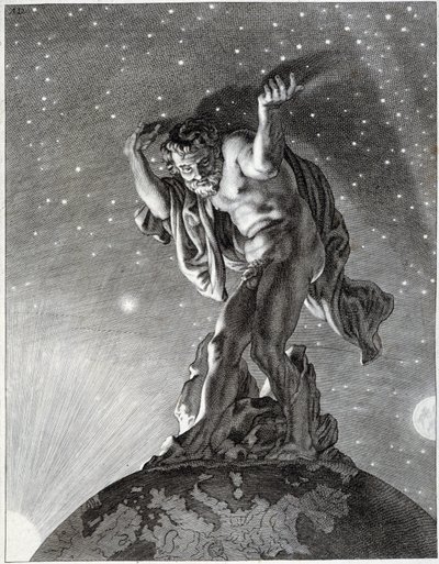 Atlas som stöder himlen. av Unknown artist