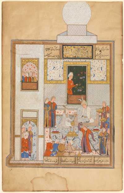 Bahram besöker den vita kupolpaviljongen på fredag (recto) av Unknown artist
