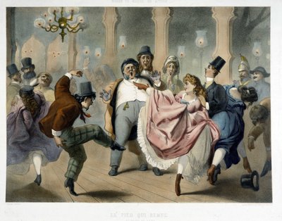 Bal de Paris: Kvadrillen, foten i rörelse vid Prado, runt 1860 av Unknown artist