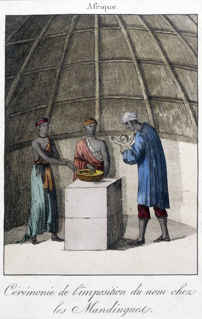 Dop i Mandingues (Mali?) i Afrika - gravyr av Unknown artist