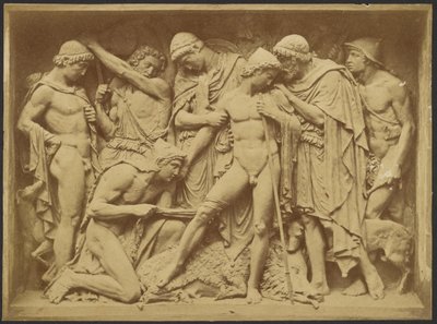 [Basrelief av män och död vildsvin] av Unknown artist