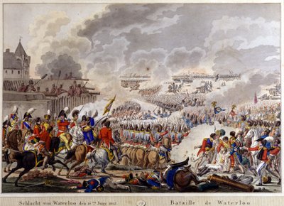Slaget vid Waterloo den 18 juni 1815. gravyr 1800-talet av Unknown artist
