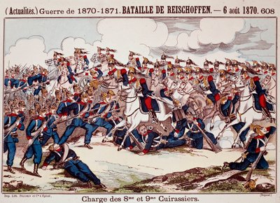 Slaget vid Worth, den 6 augusti 1870 i inledningen av det fransk-preussiska kriget (gravyr) av Unknown artist