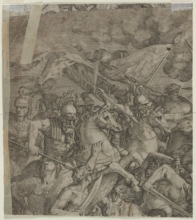 Slaget vid Milvian Bridge (fragment) (verso) av Unknown artist