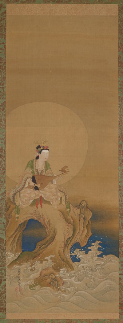 Benten på en sten vid havet av Unknown artist