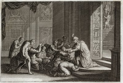 Bibeln från Royaumont, Gamla testamentet: Josef blir igenkänd av sina bröder. Illustration från 1811. av Unknown artist