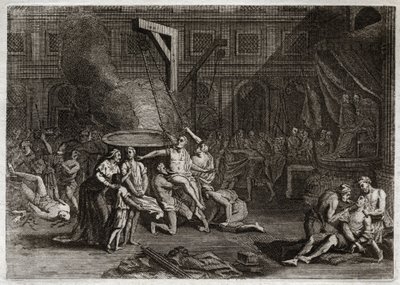 Bibeln från Royaumont, Gamla testamentet: Machabéernas martyrskap. De sju bröderna makkabéerna är martyrer snarare än att förråda sin egen tro. Illustration från 1811. av Unknown artist