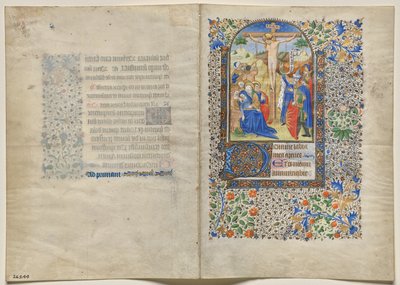 Bifolio från en timbok: Korsfästelsen: Korsets timmar (recto) av Unknown artist