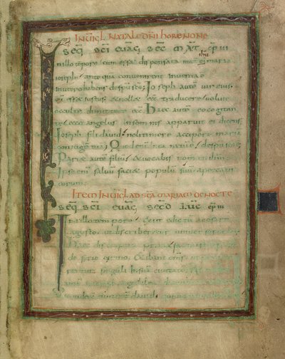 Bifolium från ett evangelielektionarium (bl. 5 och 12) av Unknown artist
