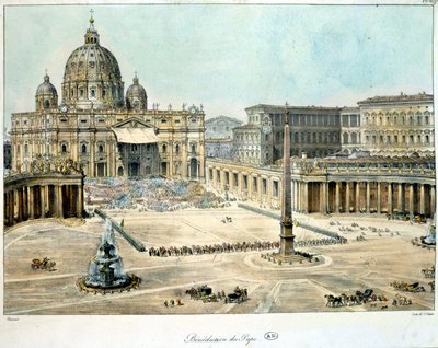 Påvens välsignelse från St. Peter av Rom, ca. 1820. av Unknown artist