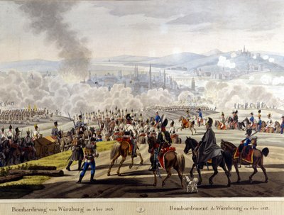 Bombardement av Würzburg 1813 gravyr 1800-talet av Unknown artist