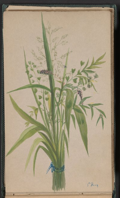 Bukett av blommor och gräs av Unknown artist