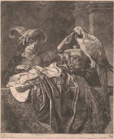 Pojke och en papegoja av Unknown artist