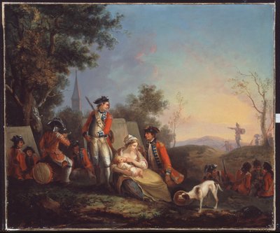 Brittiska infanterister från ett kungligt regemente i ett läger av Unknown artist