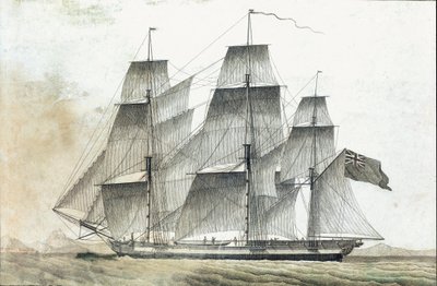 Brittiskt handelsfartyg (tryck från 1700-talet) av Unknown artist