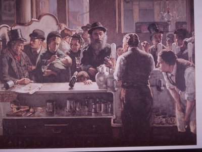 Brittisk pub som serverar drinkar (färg litho) av Unknown artist