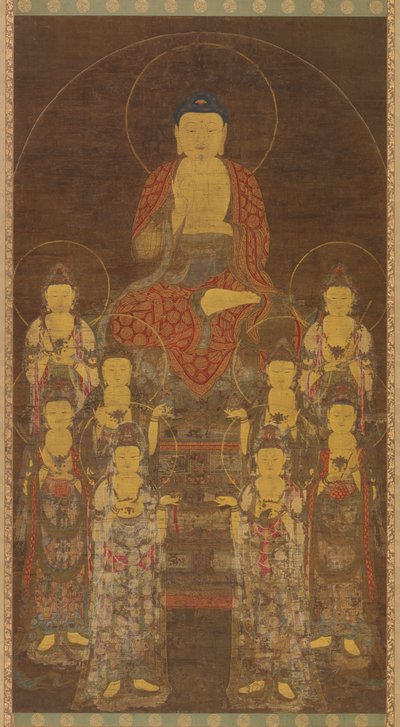 Buddha Amitabha (Amita) och de åtta stora bodhisattvorna av Unknown artist