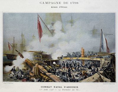 Kampanj (expedition) i Egypten (1798-1801): slaget vid Aboukir - i "" Napoleons sjöstrider"" av Unknown artist
