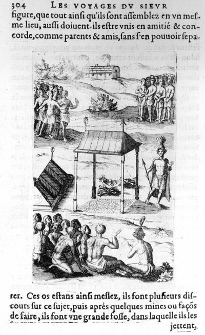Kanada: infödda - i "Les voyages de la Nouvelle France Occidental, Dicte Canada, gjorda av St Champlain Xaintongeois... från år 1603 till år 1629... Samuel Champlain (1570-1635), red. Pierre Le Mur, Paris av Unknown artist