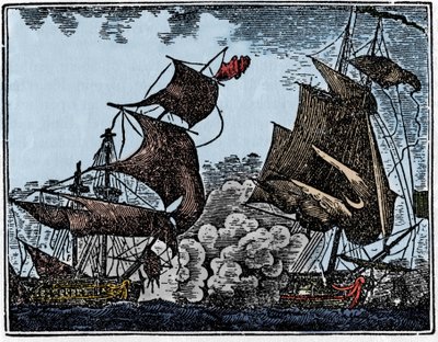 Kapten Thy attackerade en Indien-galjon (kollision). av Unknown artist