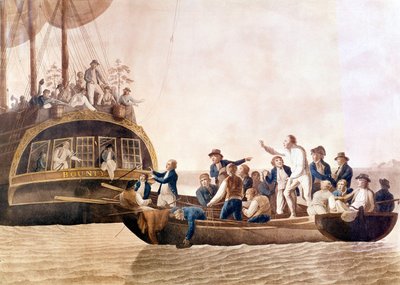 Kapten William Bligh (1754 - 1817) från Bounty övergiven av sin besättning. av Unknown artist