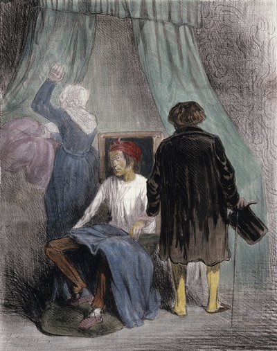 Tecknad: "" En lärjunge till Brusssais, eller applicering av iglar"" av Unknown artist