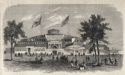 Castle Garden Immigration Center Depot - Castle Garden emigrantdepå - New York State - Emigration Commission Etablissement - Gravyr i "The Illustrous Universe" från 1869 av Unknown artist