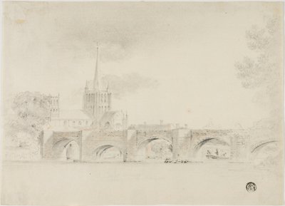 Cathedral Church and Bridge, Hereford av Unknown artist