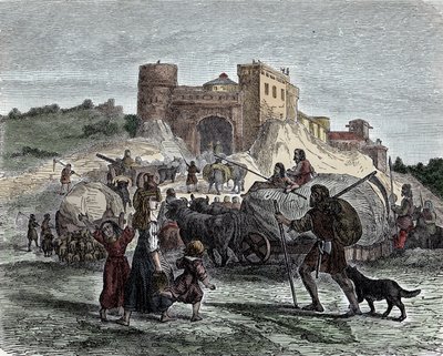 Kelter i deras hövdingtjänst - keltisk civilisation, järnåldern: kelter kommer med sina offer för rituella offer av Unknown artist