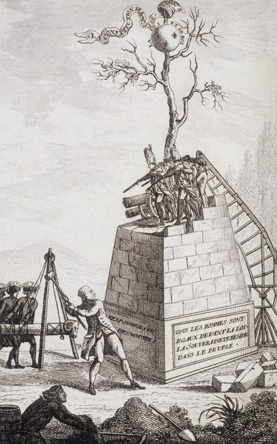 Anklagelse mot Necker - Frontispice i "" Tillägg till Mr. Neckers privatliv och verkliga ministerium, generaldirektör för finans"" av en medborgare, red. Pellet, Genève av Unknown artist