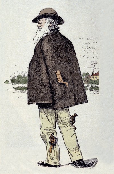 Charles Darwin (1809 - 1882), engelsk naturforskare med ekorrar. av Unknown artist