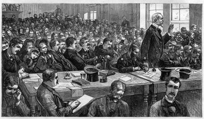 Charles Julius Guiteau (1841-1882), mördare av USA:s president James Abram Garfield (1831-1881), under rättegången 1881, USA av Unknown artist
