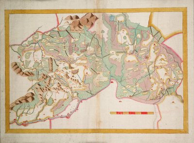 Karta över Leix och Offaly, Irland, ca 1590 (papper, linne) av Unknown artist