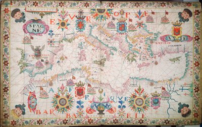 Karta över Medelhavet, Svarta havet och Kaspiska havet, ca 1600 (manuskript) av Unknown artist