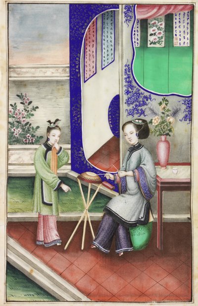 Kinesiska figurer (kroppsfärg på papper) av Unknown artist