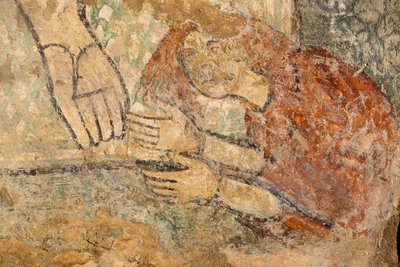 Kristus välsignar med Magdalena vid sina fötter, detalj av Unknown artist