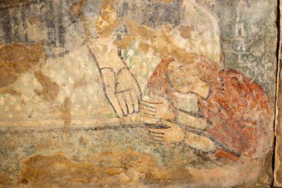 Kristus välsignar med Magdalena vid sina fötter, detalj av Unknown artist