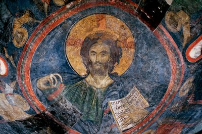 Christ Pantocrator - Anonym - 1200-talet - Fresco - Boyana Church, Sofia, Bulgarie ©FineArtImages/Leemage av Unknown artist