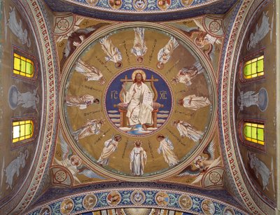 Kristus pantokrator med apostlarna (fresk av Unknown artist
