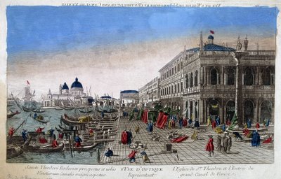 Kyrkan St. Theodore och ingången till Canal Grande i Venedig. av Unknown artist