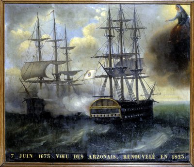 Konflikten mellan de bretonska och holländska flottorna "Wish of the Arzonais av Unknown artist