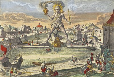 Kolossen av Rhodos - "" Kolossen av Rhodos"" (Colosso di Rodi) - gravyr från 1700-talet av Unknown artist