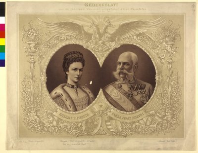 Minnesblad över den 40-åriga bröllopsceremonin Hennes Majestät 24. April 1854 av Unknown artist