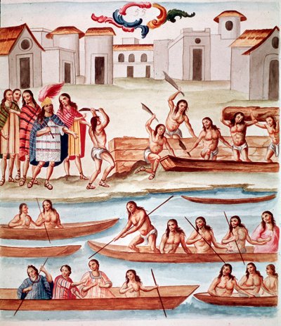 Konstruktion av kanoter (akvarell, ca 1770-1780) av Unknown artist