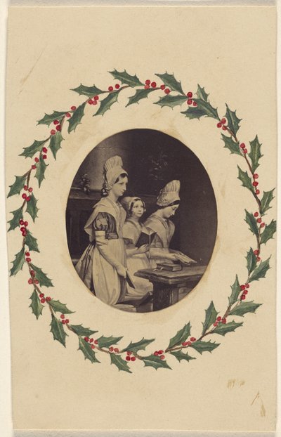 [Kopia av målning föreställande tre flickor som läser] av Unknown artist