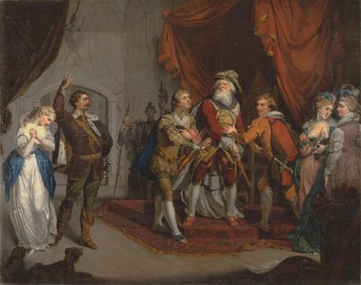 Cordelia Championed by the Earl of Kent, från Shakespeares "King Lear", I, i av Unknown artist